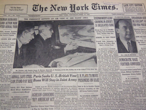 1952 APRIL 17 NEW YORK TIMES - EISENHOWER'S LEAD GROWING IN JERSEY - NT 4532