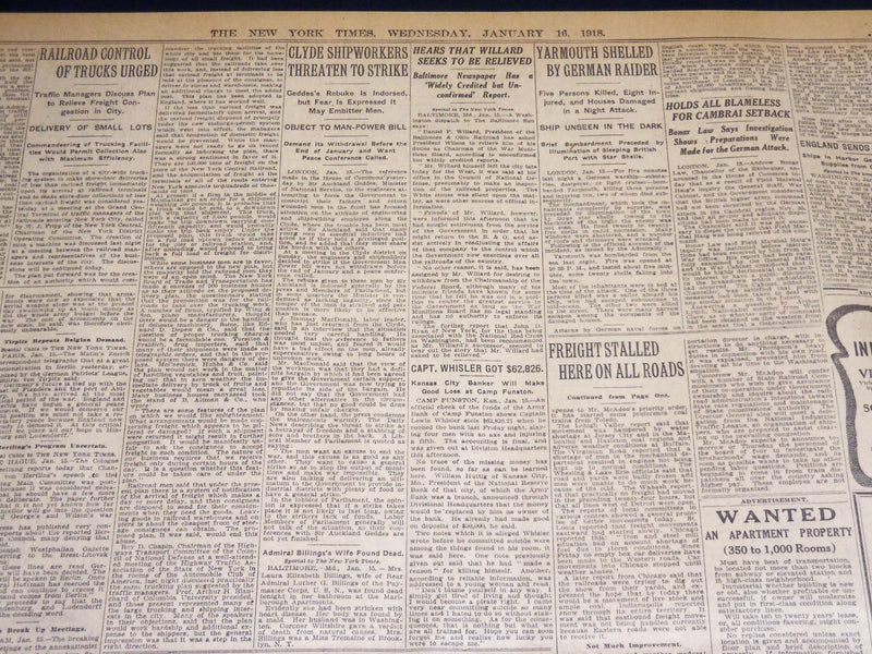 1918 JANUARY 16 NEW YORK TIMES - MAY HALT SOME INDUSTRIES 10 DAYS - NT 7925