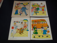 1958 HAYES COMMUNITY HELPERS IN COLOR - 12 CARDBOARD ILLUSTRATIONS - O 2351H