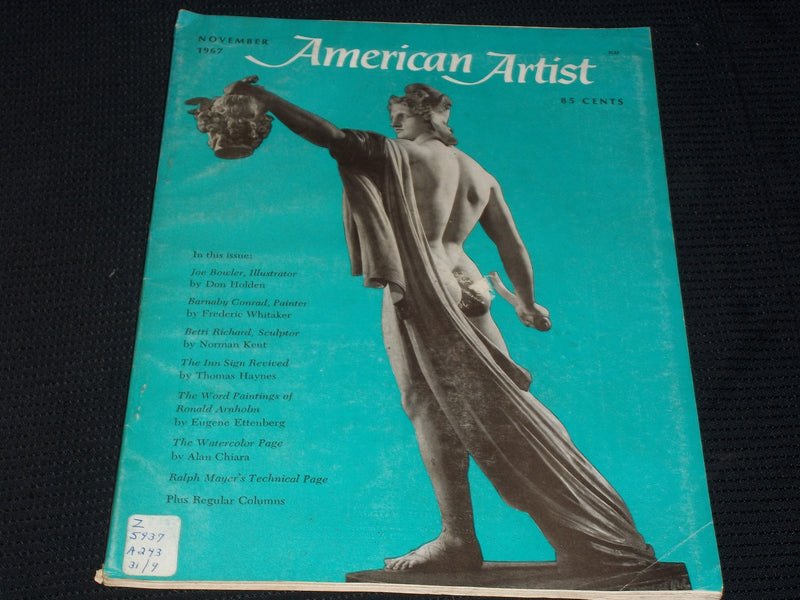 1967 NOVEMBER AMERICAN ARTIST MAGAZINE VERY NICE ART COVER & CONTENT - E 2127