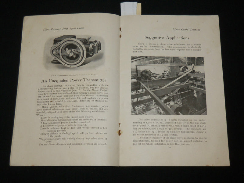 1900'S MORSE SILENT RUNNING HIGH SPEED CHAINS CATALOGUE NO. 7 - J 6572