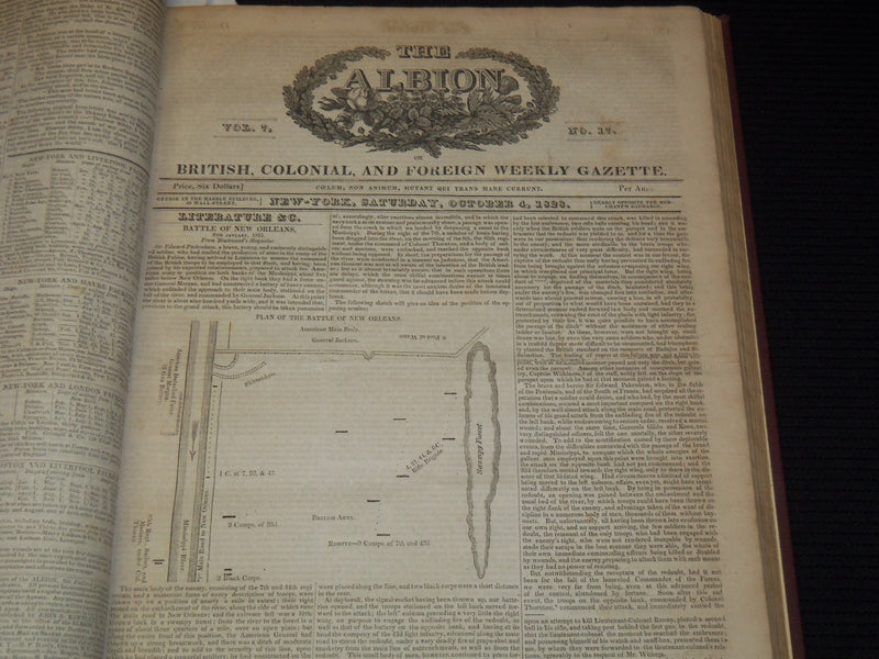 1828-1829 THE ALBION WEEKLY GAZETTE BOUND VOLUME NO. 7 - NEW YORK - R 10J