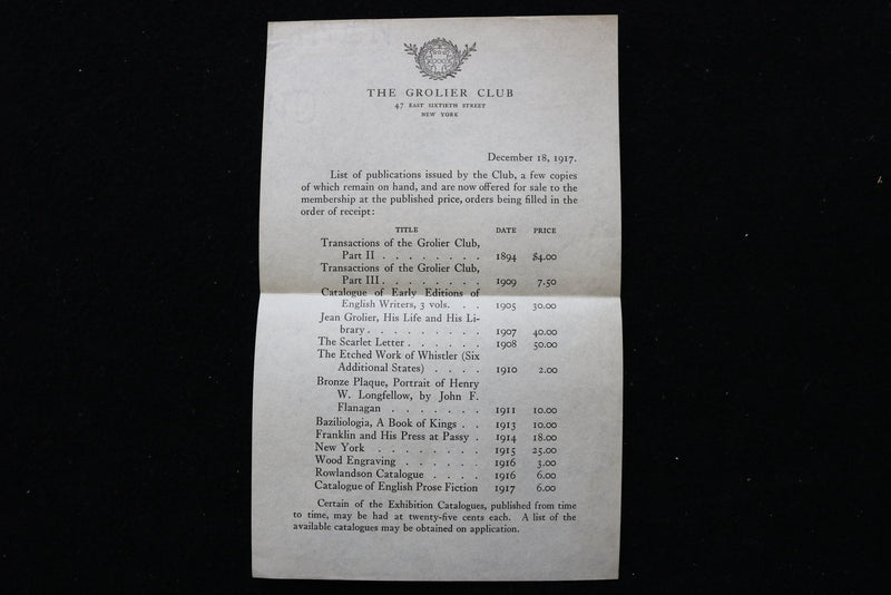 1917 LIST OF PUBLICATIONS AND EXHIBITION CATALOGUES 1884-1916 -SOFTCOVER- K 2235