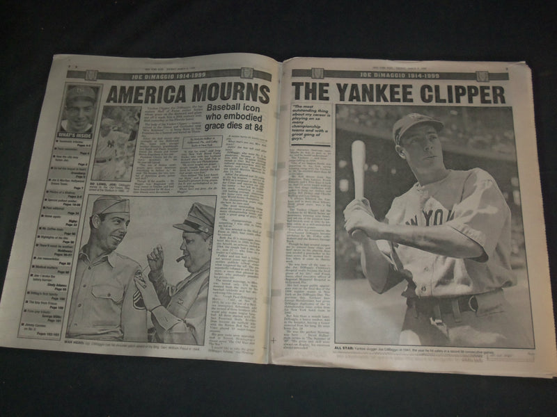 1999 MARCH 9 NEW YORK POST NEWSPAPER - JOE DIMAGGIO DIED 1914-1999 - NP 4134