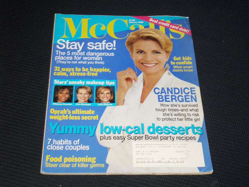 1998 JANUARY MCCALL'S MAGAZINE - CANDICE BERGEN FRONT COVER - E 470