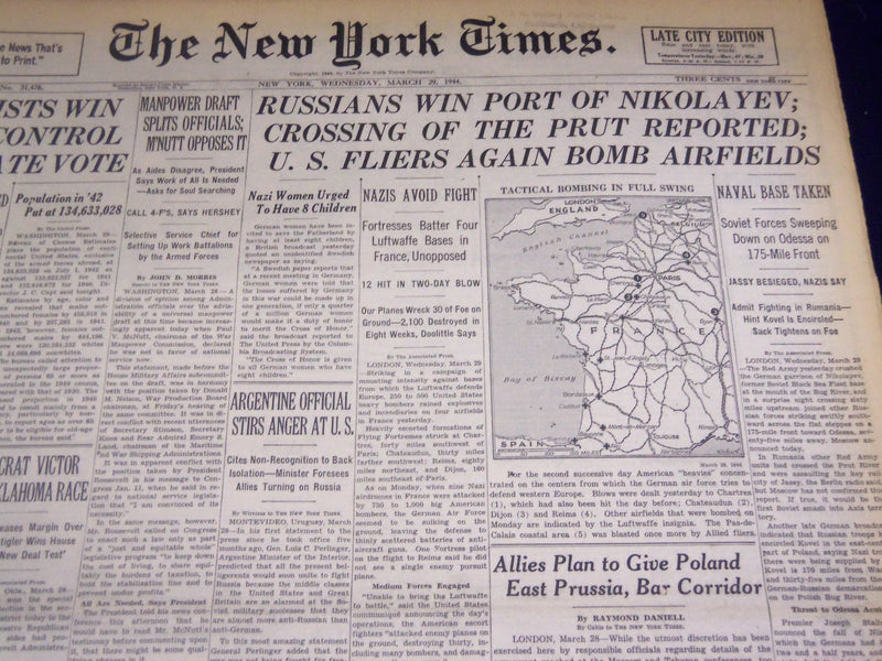 1944 MARCH 29 NEW YORK TIMES - RUSSIANS WIN NIKOLAYEV - NT 3708