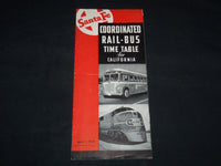 1939 APRIL COORDINATED RAIL BUS TIME TABLE FOR CALIFORNIA - J 9074