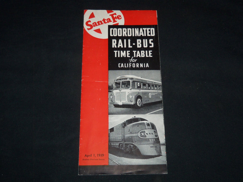 1939 APRIL COORDINATED RAIL BUS TIME TABLE FOR CALIFORNIA - J 9074