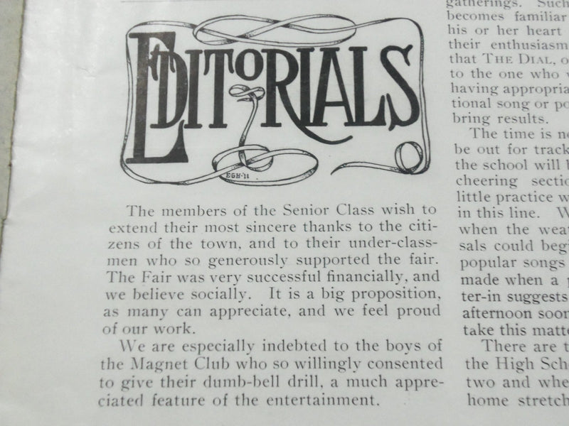 1909-1910 THE DIAL BRATTLEBORO HIGH SCHOOL MAGAZINE LOT OF 6 - INFO. - O 2342