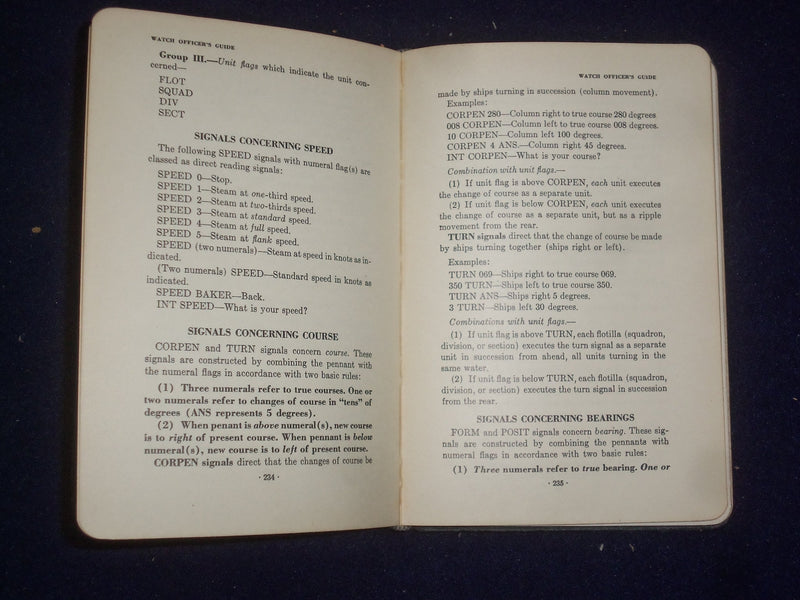 1941 WATCH OFFICER'S GUIDE - U.S. NAVY SOFTCOVER BOOK - J 9360