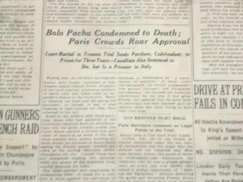 1918 FEBRUARY 15 NEW YORK TIMES - BOLO PACHA CONDEMNED TO DEATH - NT 8247