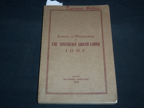1919 THE SOVEREIGN GRAND LODGE I. O. O. F. PROCEEDINGS - BALTIMORE MD - J 8657