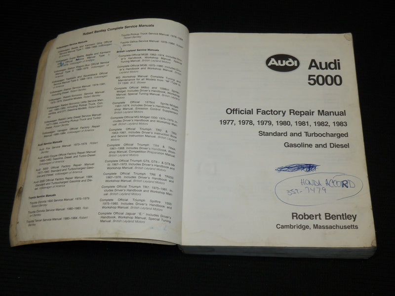 1983 AUDI 5000 FACTORY REPAIR MANUAL 1977-1983 - STANDARD & TURBOCHARGED- R 720D