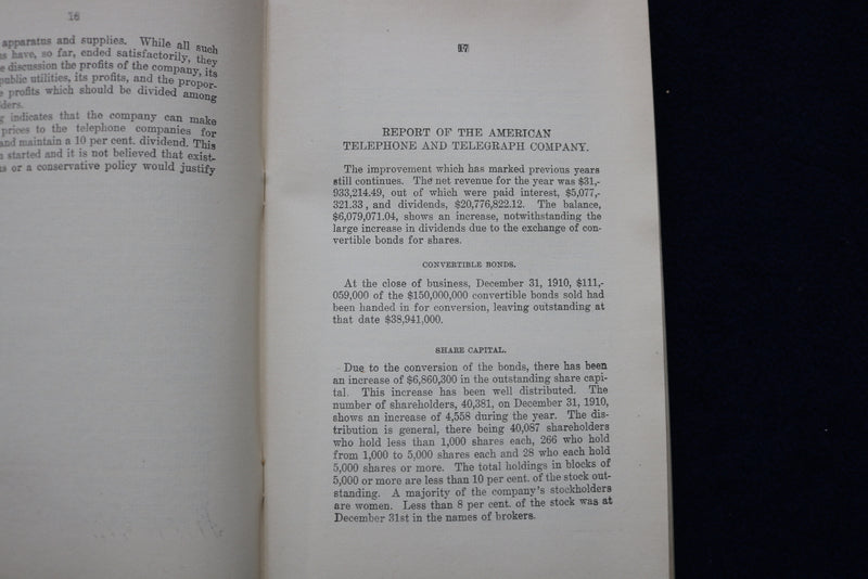 1910 AMERICAN TELEPHONE & TELEGRAPH COMPANY ANNUAL REPORT - K 1477