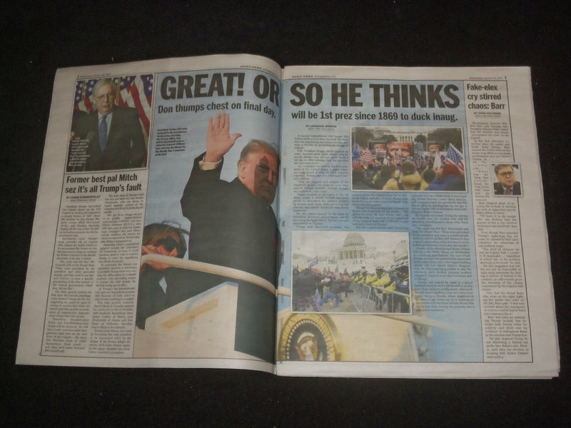 2021 JANUARY 20 NEW YORK DAILY NEWS NEWSPAPER- BIDEN & HARRIS INAUGURATION DAY
