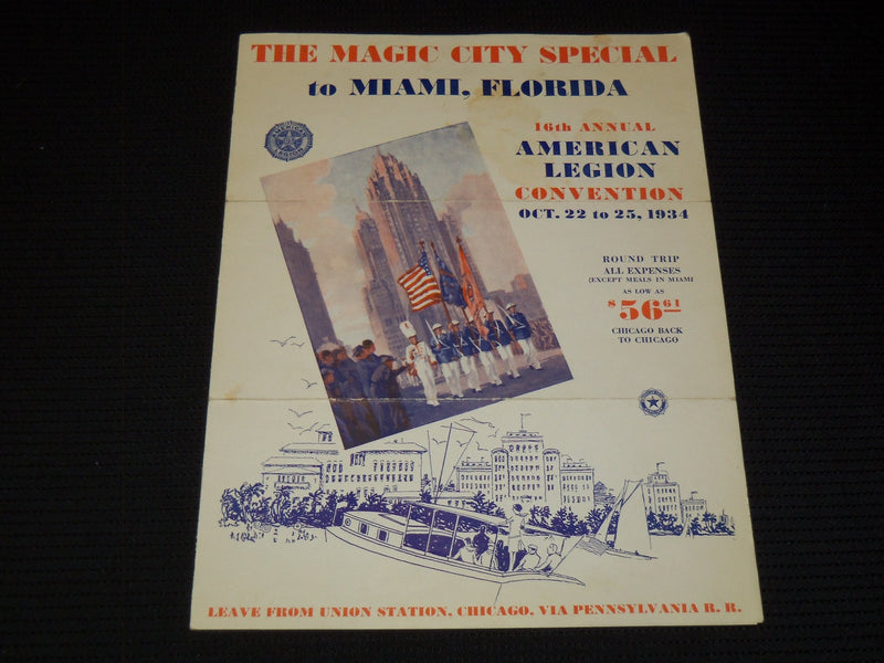 1934 THE MAGIC CITY SPECIAL TO MIAMI, FLORIDA PROGRAM - 16TH ANNUAL - J 7934