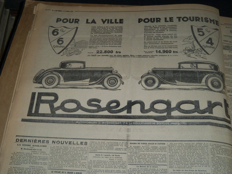 1931 OCTOBER-DECEMBER LE TEMPS FRENCH NEWSPAPER BOUND VOLUME - VB 10