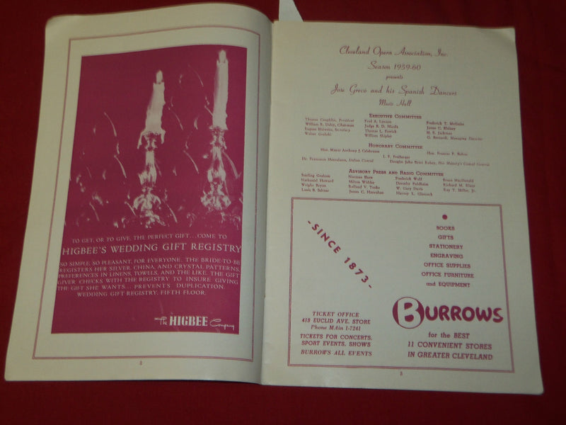 1953-1960 CLEVELAND OPERA ASSOCIATION PROGRAM LOT OF 3 - O 1098G