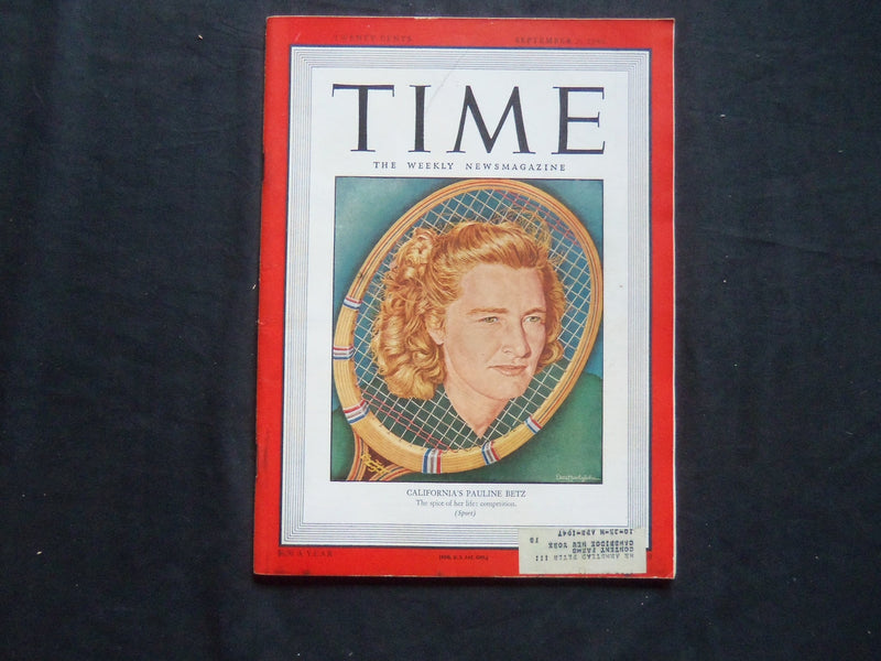 1946 SEPTEMBER 2 TIME MAGAZINE - CALIFORNIA'S PAULINE BETZ - T 1036