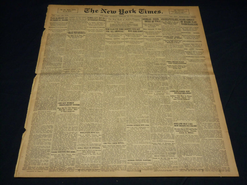 1915 FEBRUARY 25 NEW YORK TIMES - ALLIES CONSULT WILSON ON BLOCKADE END- NT 7774