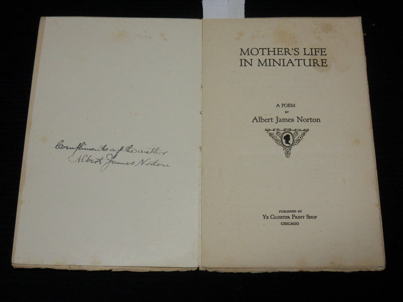 1922 A MOTHER'S LIFE IN MINIATURE BOOK SIGNED BY ALBERT NORTON - J 7022