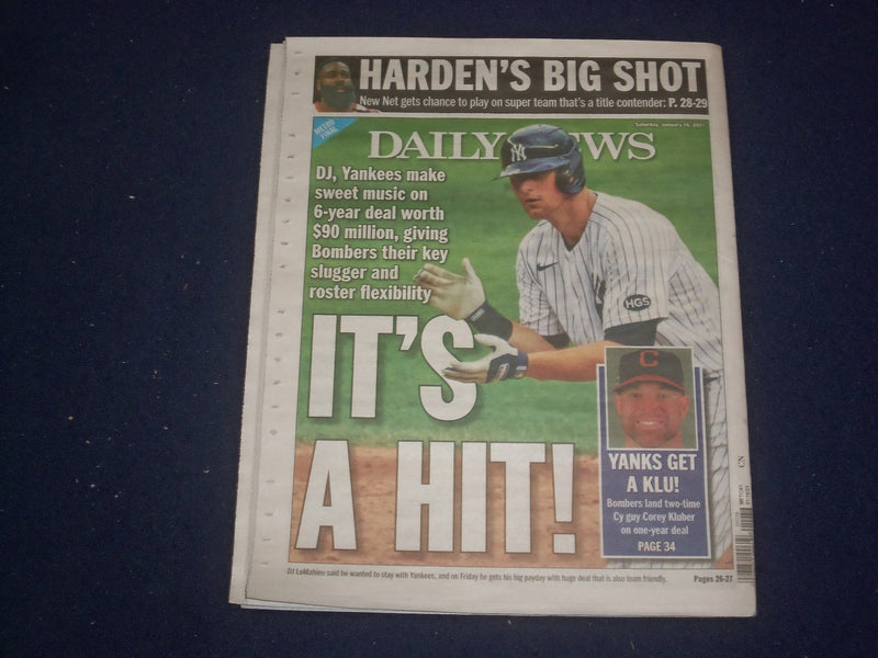 2021 JANUARY 16 NEW YORK DAILY NEWS NEWSPAPER-YANKEES SIGN D.J. LEMAHIEU $90 MIL