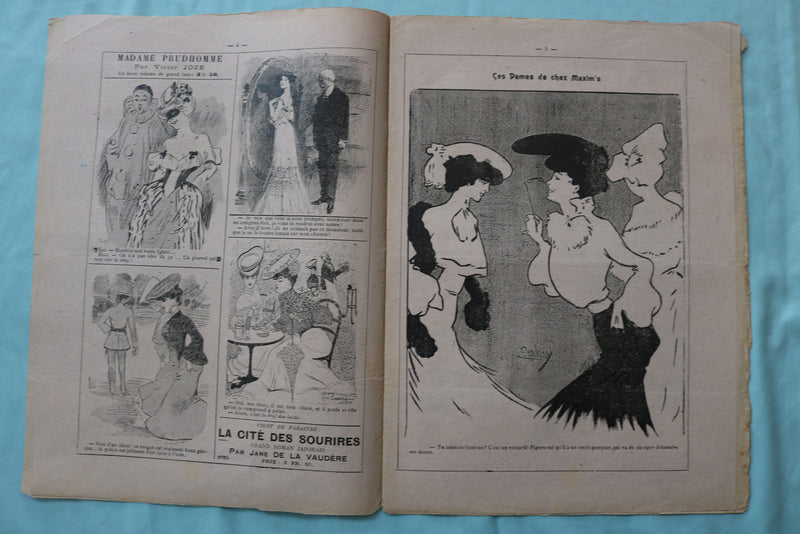 1907-1908 JEAN QUI RIT MAGAZINE - ILLUSTRATED JOURNAL-FRENCH - LOT OF 3 - K 2544