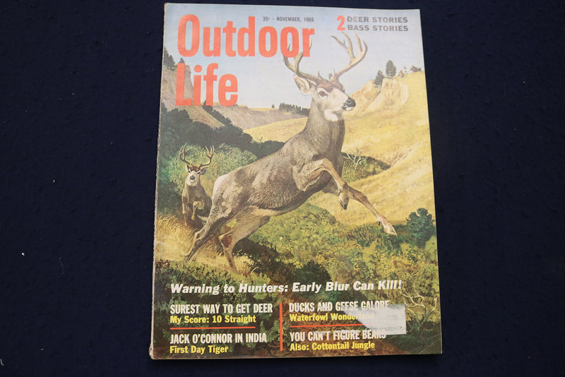1965 NOVEMBER OUTDOOR LIFE MAGAZINE - ILLUSTRATED COVER, STORIES, PHOTOS- E 9010