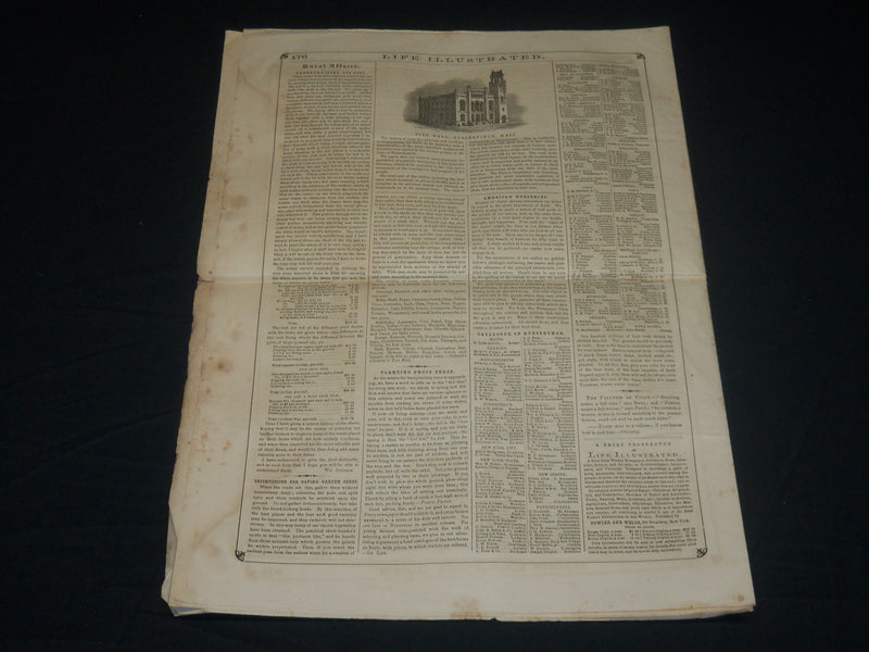 1856 SEPTEMBER 27 LIFE ILLUSTRATED NEWSPAPER - CATALOGUE OF NURSERMEN - NP 4806