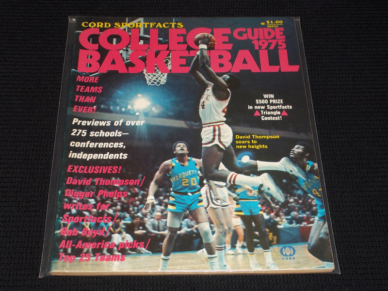 1975 COLLEGE BASKETBALL GUIDE MAGAZINE - DAVID THOMPSON FRONT COVER - E 2027
