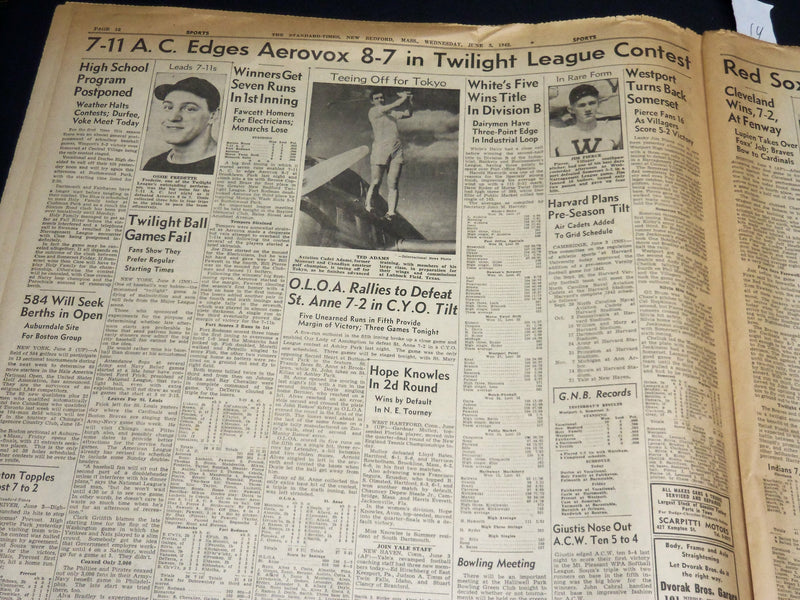 1942 JUNE 3 NEW BEDFORD STANDARD TIMES NEWSPAPER- JAPS BOMB ALASKA BASE- NT 8906