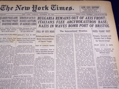 1940 NOVEMBER 26 NEW YORK TIMES - NAZIS IN WAVES BOMB PORT OF BRISTOL - NT 2498
