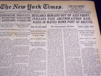 1940 NOVEMBER 26 NEW YORK TIMES - NAZIS IN WAVES BOMB PORT OF BRISTOL - NT 2498