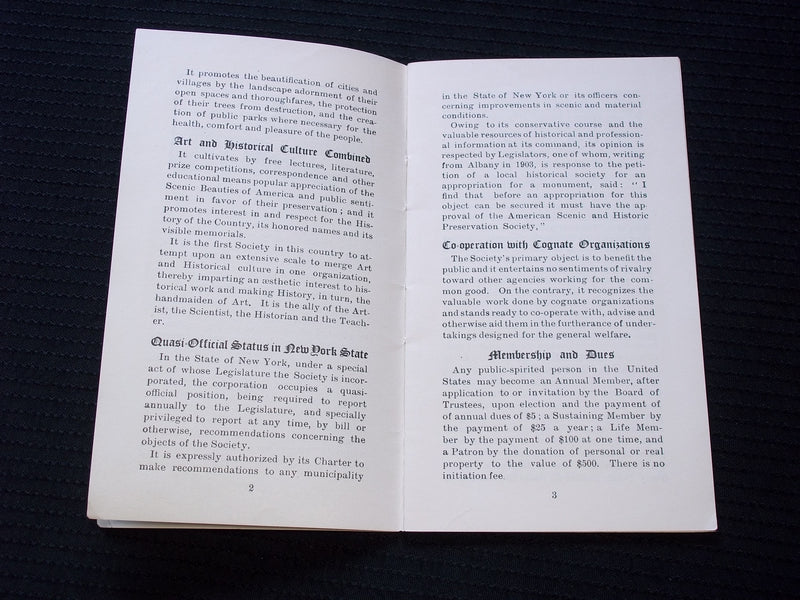 1900'S THE AMERICAN SCENIC AND HISTORIC PRESERVATION SOCIETY BOOK - J 7182