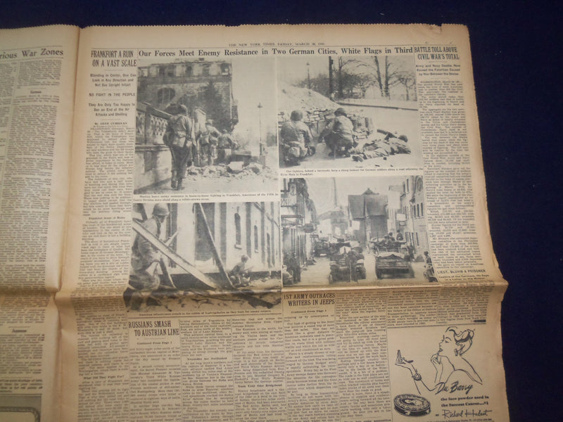 1945 MARCH 30 NEW YORK TIMES - 1ST ARMY RACES 55 MILES TO CUT OFF RUHR - NP 6681