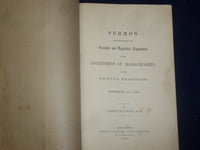 1863 SERMON TO GOVERNMENT OF MASSACHUSETTS, BY JAMES WALKER - J 4455