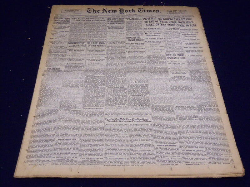 1933 JANUARY 20 NEW YORK TIMES - HUEY LONG, ROOSEVELT TALK - NT 3862