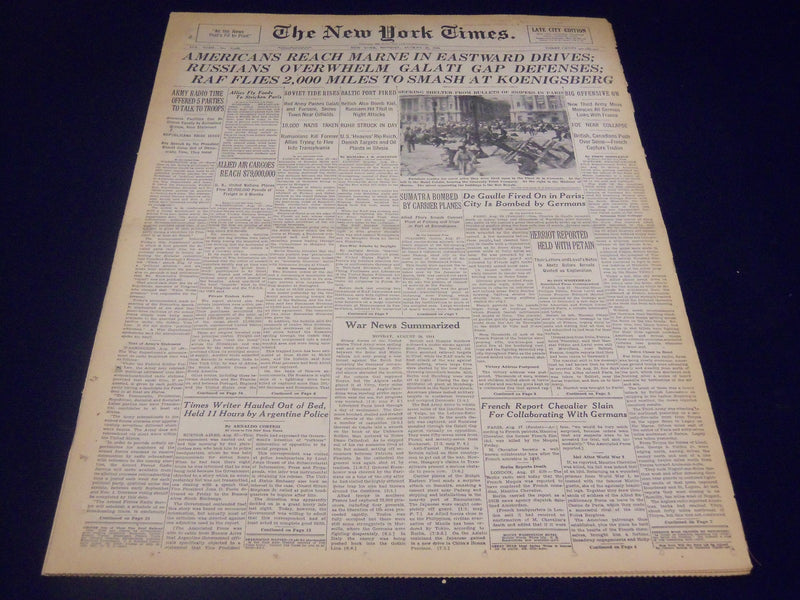 1944 AUGUST 28 NEW YORK TIMES - AMERICANS REACH MARNE - NT 3716