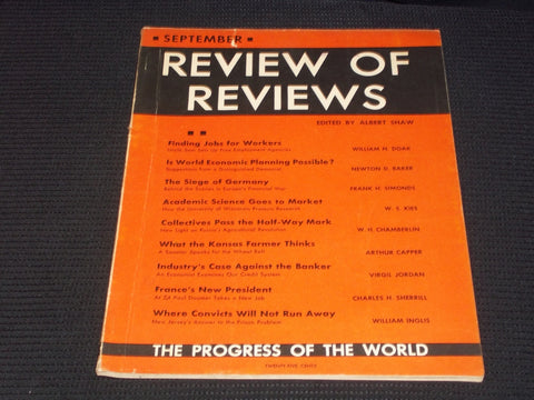 1931 SEPTEMBER REVIEW OF REVIEWS MAGAZINE - WORKER'S JOBS FRONT COVER - E 6354