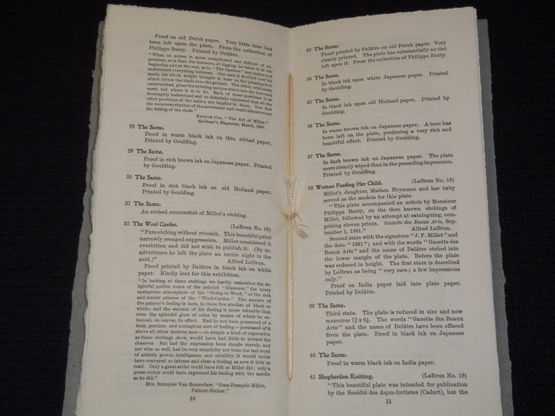 1908 CATALOGUE OF ETCHINGS WOODCUTS BY J. F. MILLET - J 7965