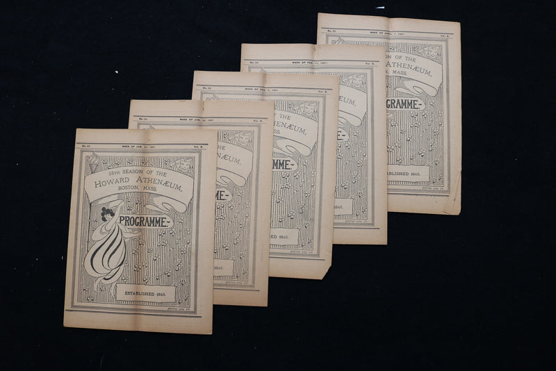 1901 HOWARD ATHENAEUM PROGRAMS - LOT OF 5 - BOSTON, MASSACHUSETTS - K 2275