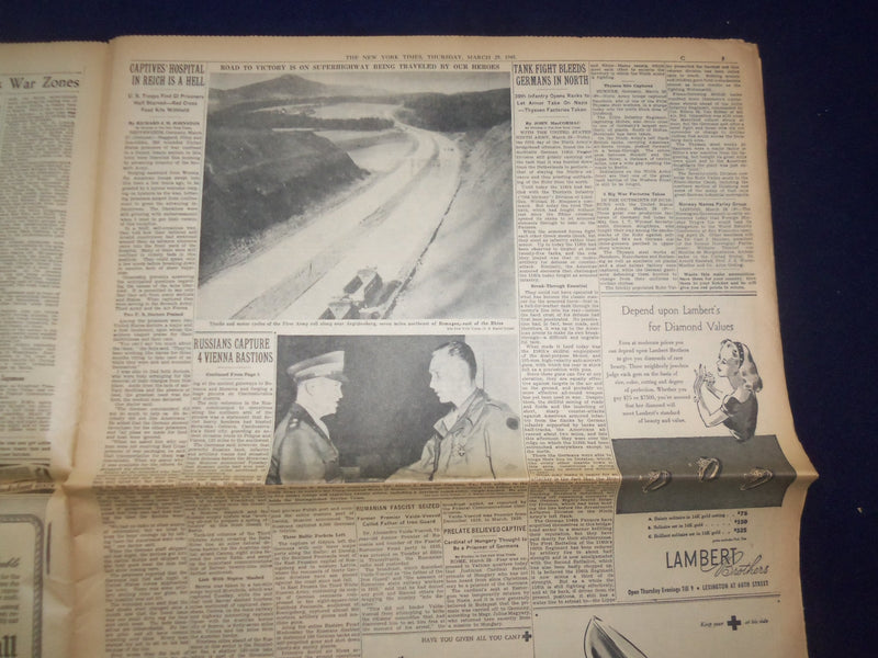 1945 MARCH 29 NEW YORK TIMES - 1ST AND 3D ARMIES DRIVE TOWARD LEIPZIG - NP 6680
