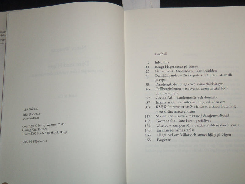 2006 DANS MED HAGER HARDCOVER BOOK BY NANCY WESTMAN - SWEDISH - KD 5980M
