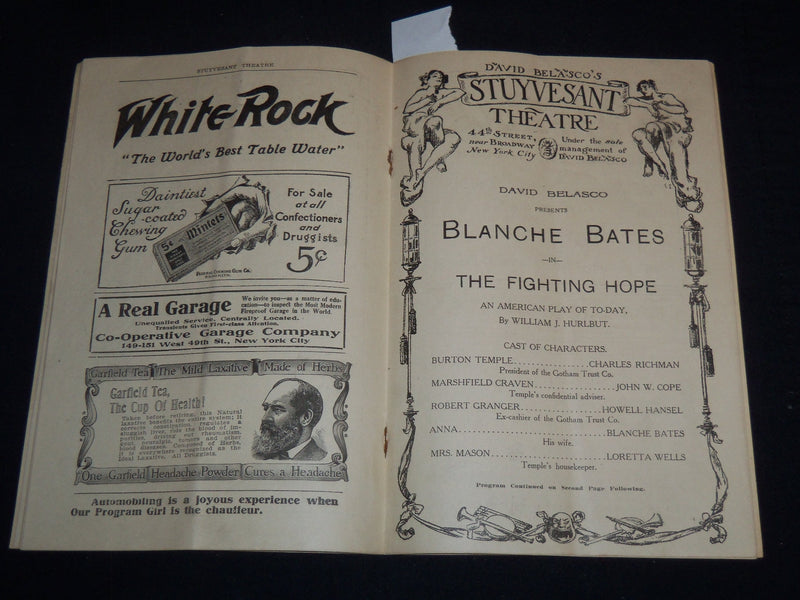 1908 THE FIGHTING HOPE THEATRE PROGRAM - BLANCHE BATES - NEW YORK - J 9018