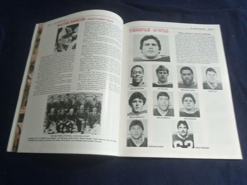 1982 NOVEMBER 6 FOOTBALL PROGRAM - TEMPLE UNIV VS WEST VIRGINIA UNIV - SP 1218L