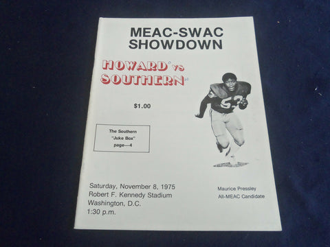1975 NOV 8 MEAC-SWAC SHOWDOWN PROGRAM -HOWARD UNIV VS SOUTHERN UNIV - SP 1214D
