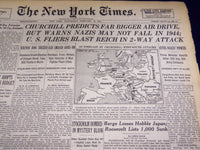 1944 FEBRUARY 23 NEW YORK TIMES - CHURCHILL PREDICTS BIGGER AIR DRIVE - NT 3329