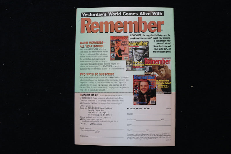 1996 WINTER REMEMBER MAGAZINE - CHARLTON HESTON COVER - E 24476