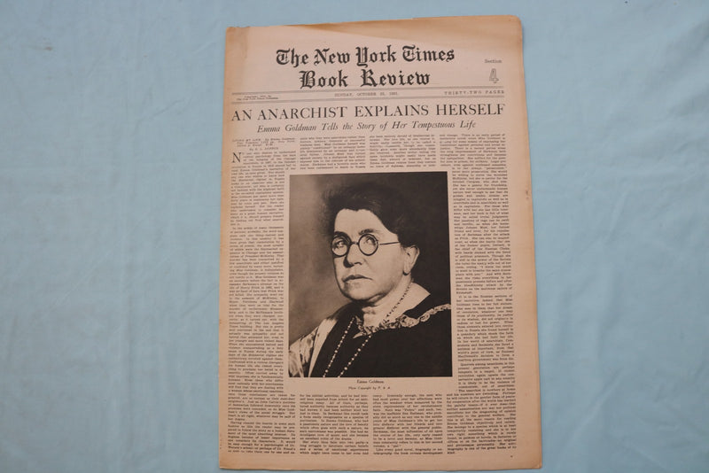 1931 OCTOBER 25 NEW YORK TIMES BOOK REVIEW SECTION - EMMA GOLDMAN - NP 9160