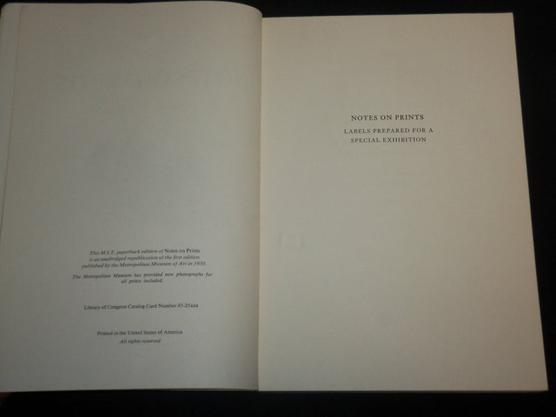 1967 NOTES ON PRINTS SOFTCOVER BOOK BY WILLIAM M. IVINS JR. - KD 6744